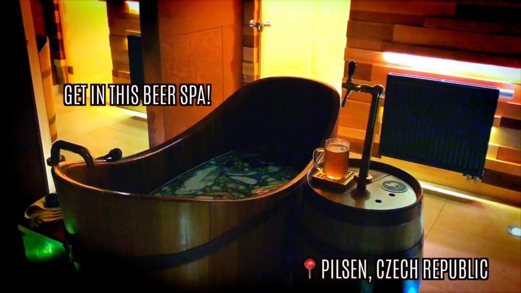 Treat yourself to a beer spa day in Pilsen: complete with a beer bath and a beer tap!