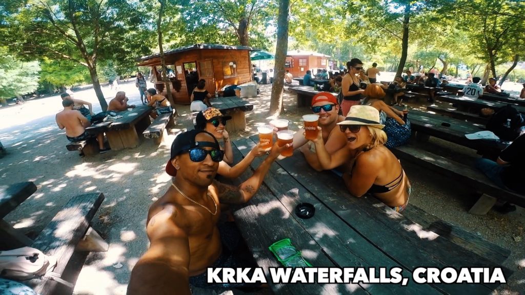 Treat yourself to a beer after swimming in Skradinski Buk in Croatia!