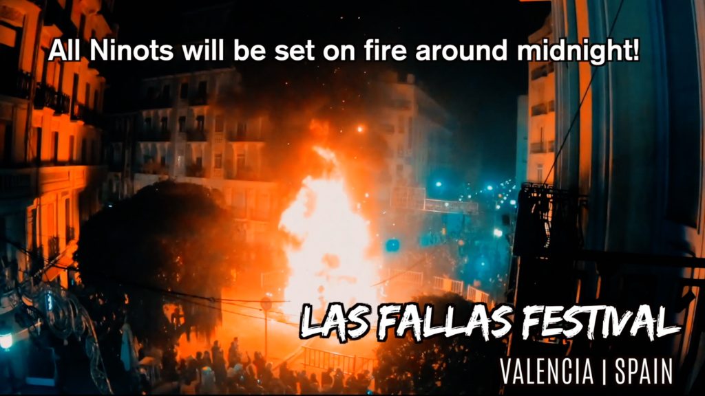 At the end of Las Fallas Festival, all the ninots burn!