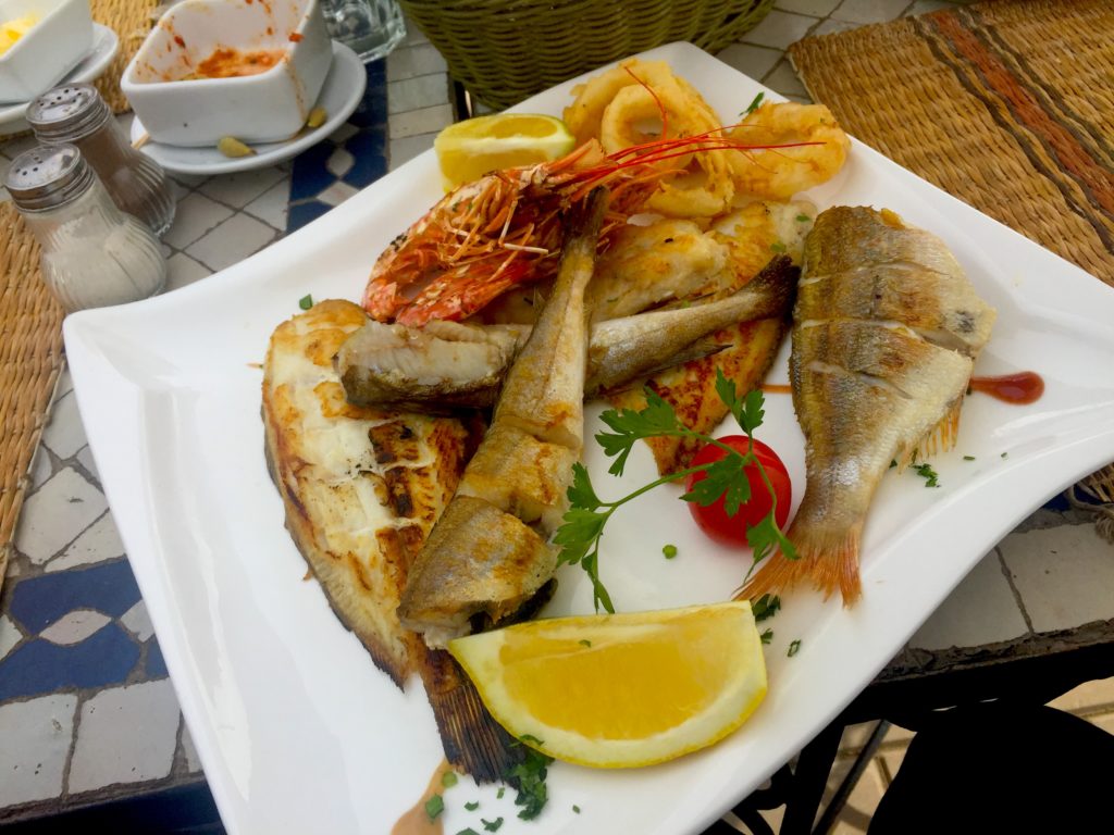 Fresh fish, shrimp, and calamari are all easy to find in the fishing harbor of Essaouira, Morocco!