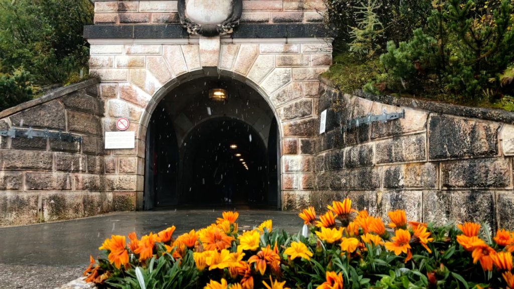 There are two entrances to Eagles Nest. One is through a tunnel that leads to an elevator, and the other is a winding road