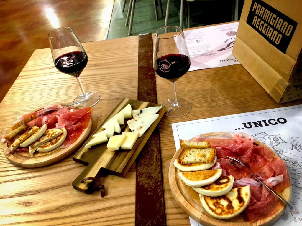 Meat, cheese, and wine are always a good choice in Italy. Enjoy this set up at FICO Eataly World outside of Bologna!