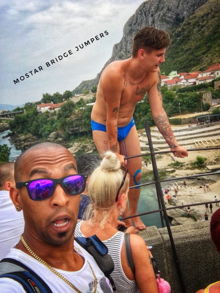 It's not uncommon to see people jump in bathing suits off the Mostar bridge in Bosnia!