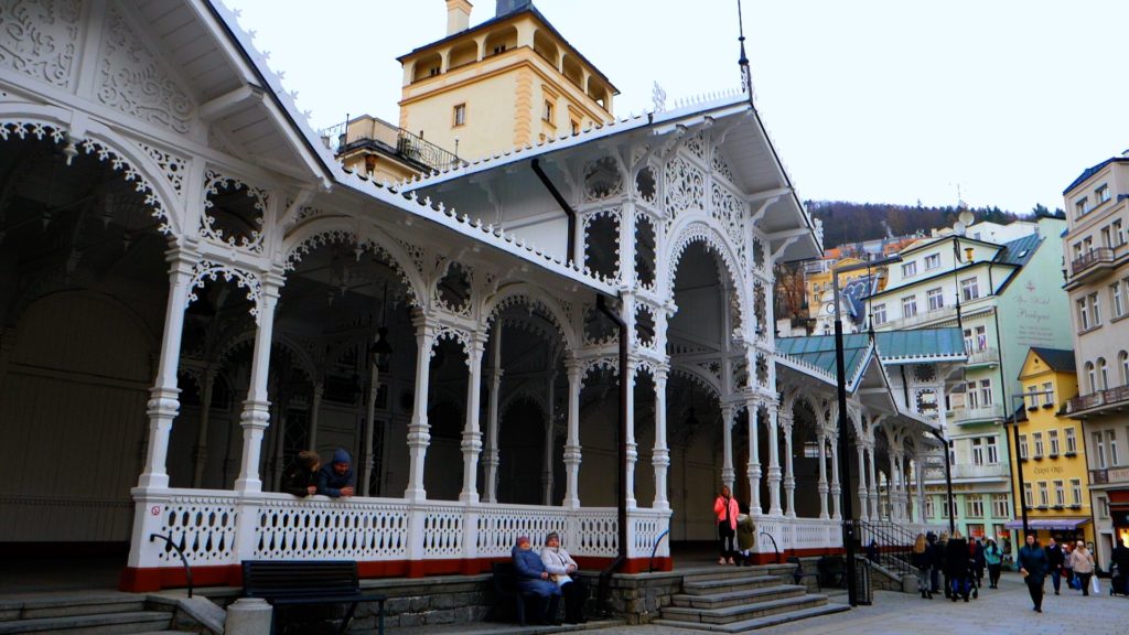 The Market Colonnade in Karlovy Vary is a beautiful structure with hot springs inside.