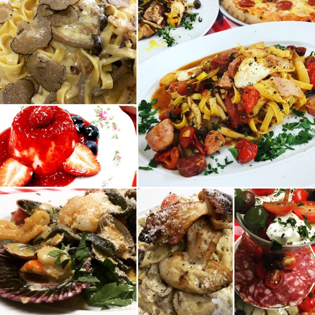 Different Italian dishes at Trattoria Bologna