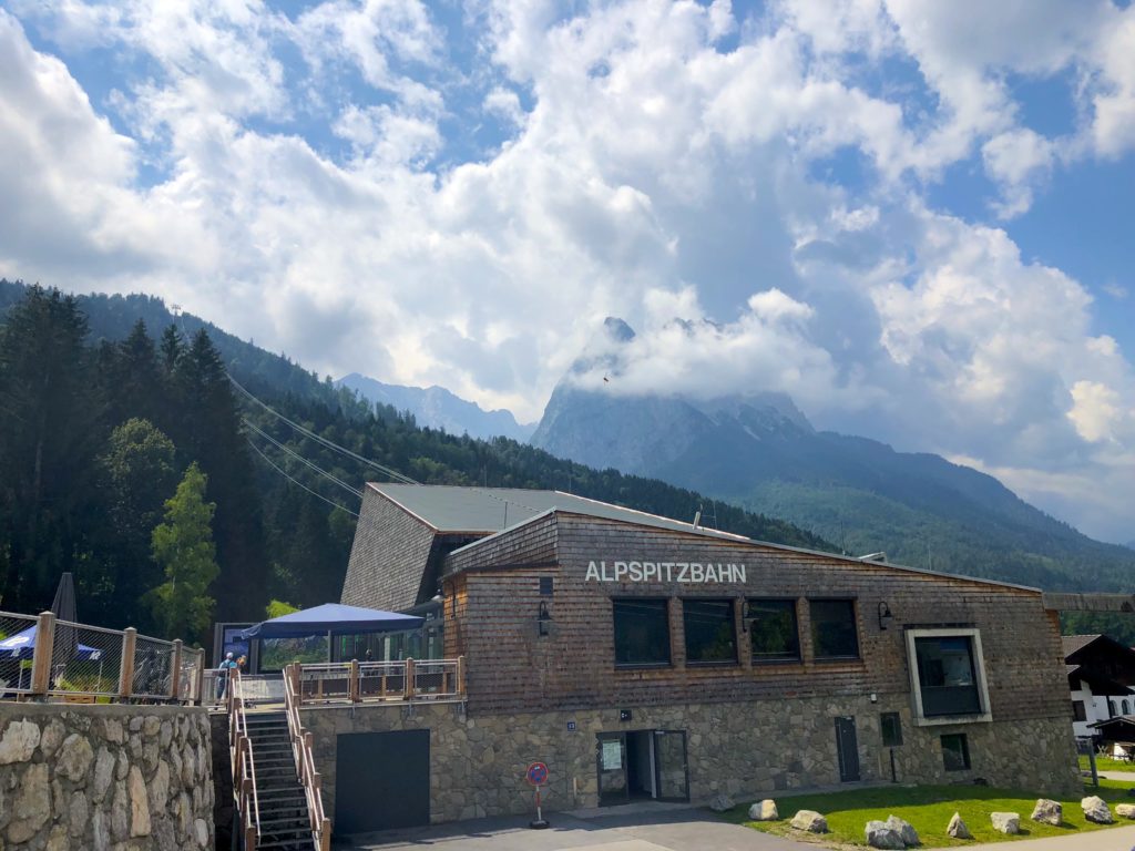 Alpspitzbahn mountain cable car station in garmisch