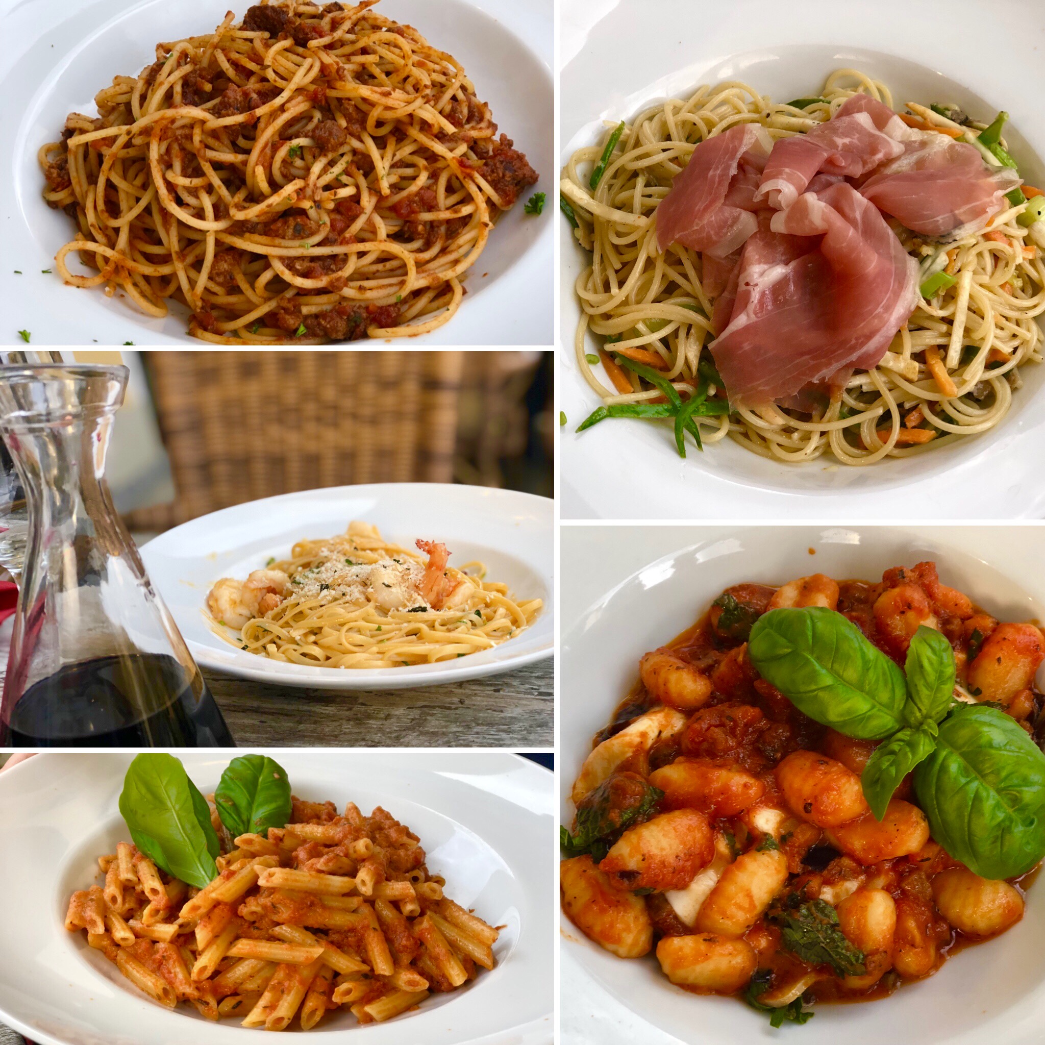 Various pasta dishes at la spelonca in garmisch germany