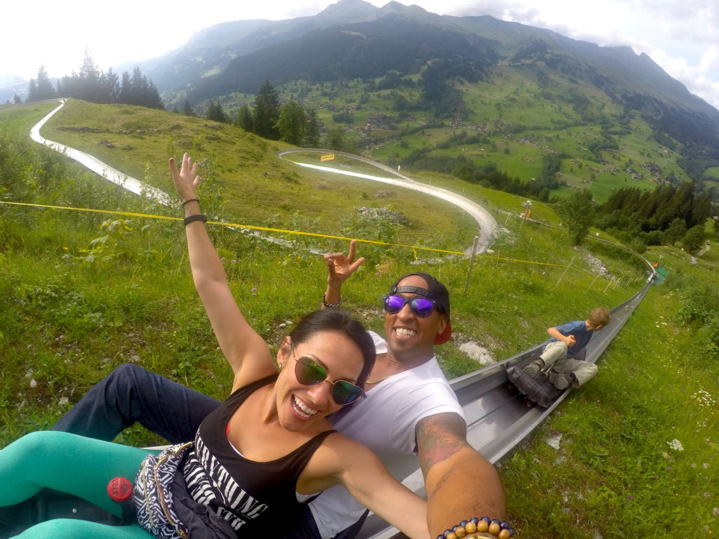 One of the top things to do in Grindelwald, riding the Pfingstegg Toboggan Run