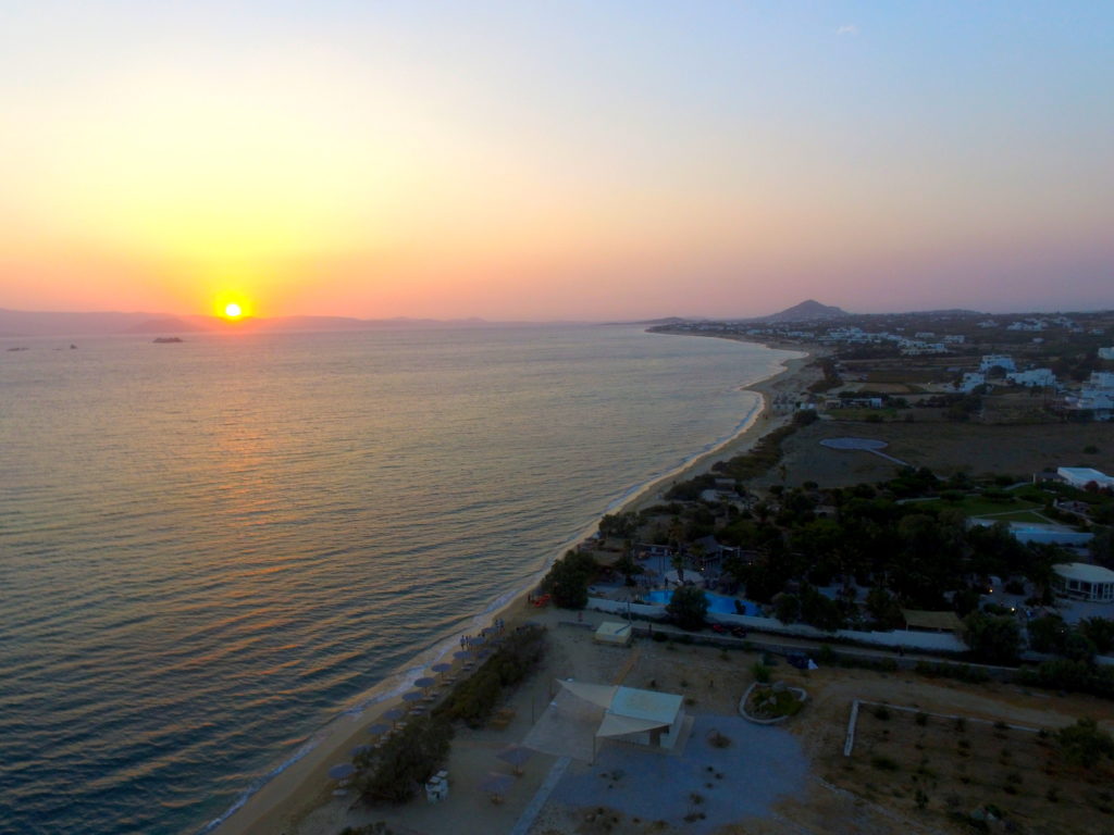 Sunset at Plaka beach in Naxos Greece