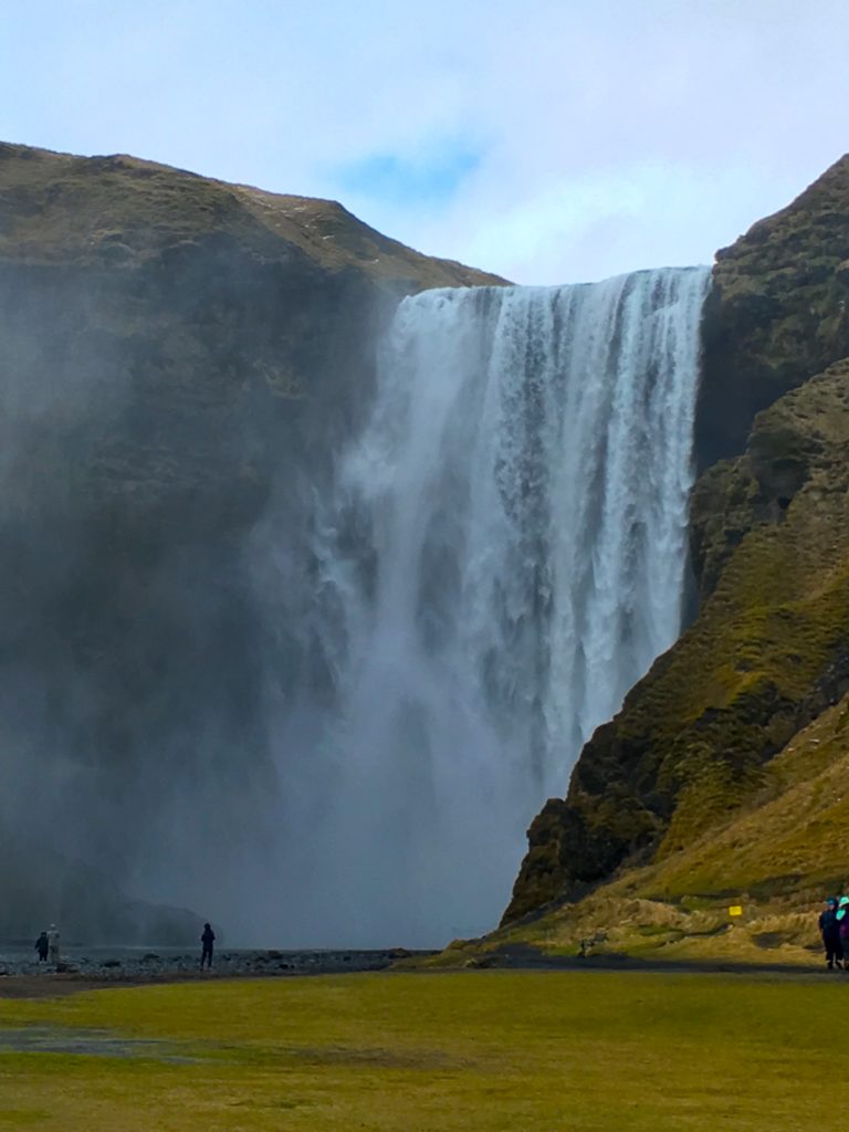 Front view of the massive Skógafoss in Iceland