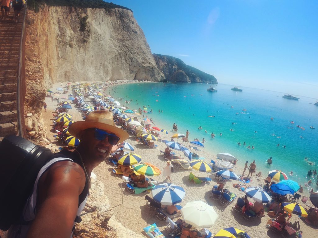 Views of Porto Katsiki beach in Lefkada Greece