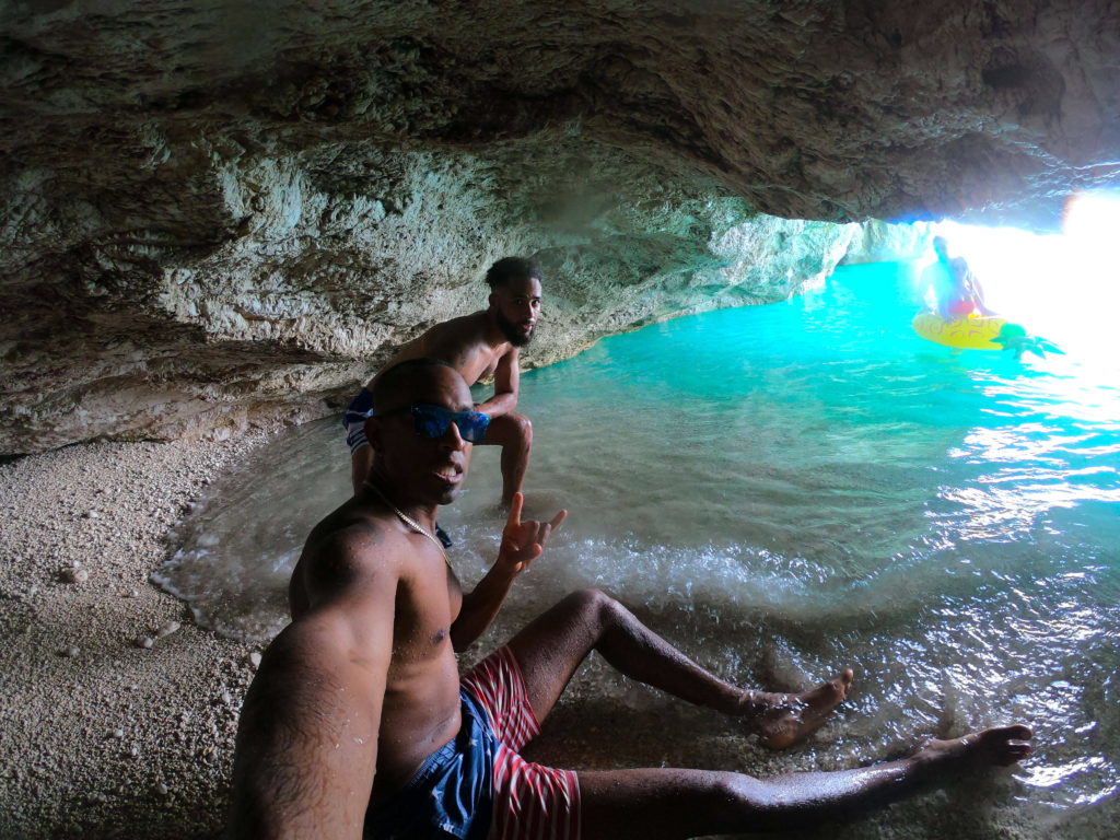 Hidden caves on the beaches of Porto Katsiki in Lefkada Greece