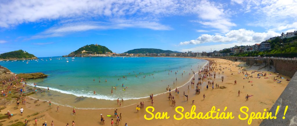 Playa de la concha beach views in San Sebastian Spain