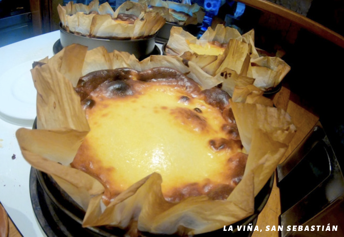 Famous cheese cake at la viña restaurant in san sebastian spain