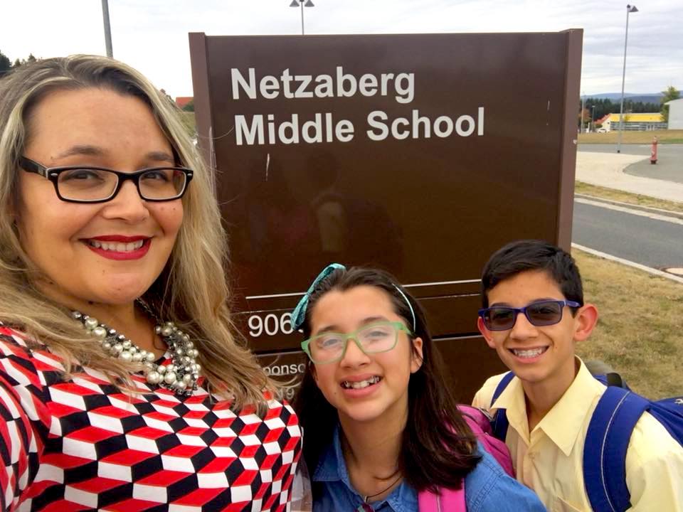 Rozanski family first day of school at Netzaberg Middle School