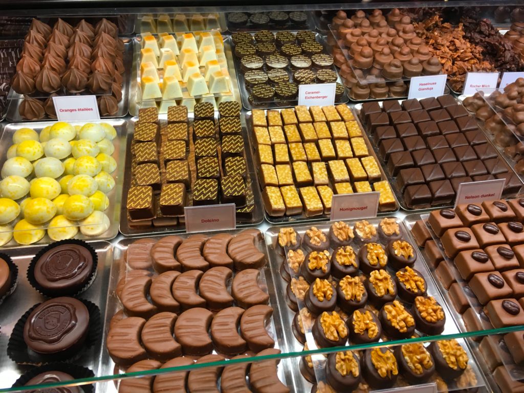 Various chocolates in Basel Switzerland