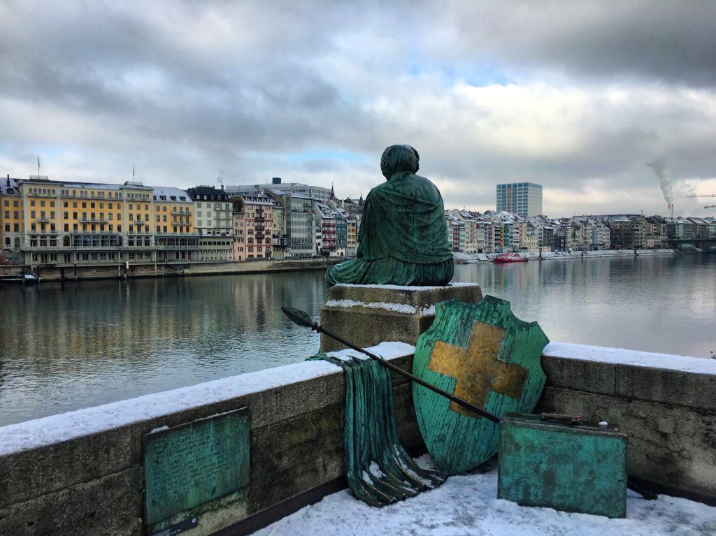 Statue on the middle bridge in basel switzerland