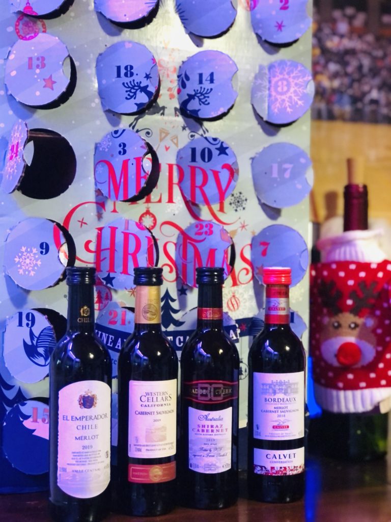 Different selections of wine in advent calendar