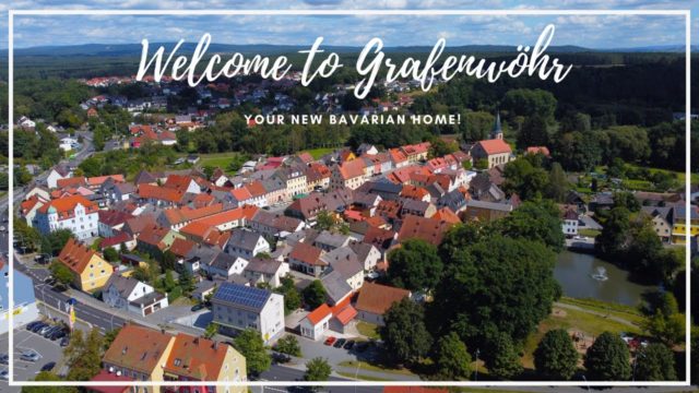 Aerial view of downtown Grafenwoehr Germany