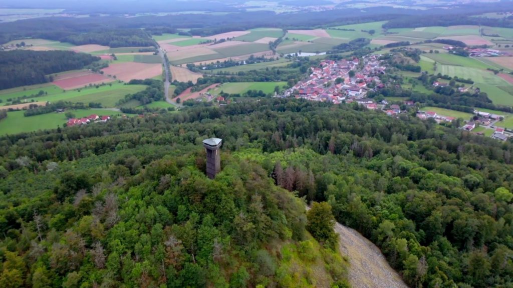 Aerial view of Rauher Kulm tower - an easy day trip from Grafenwoehr