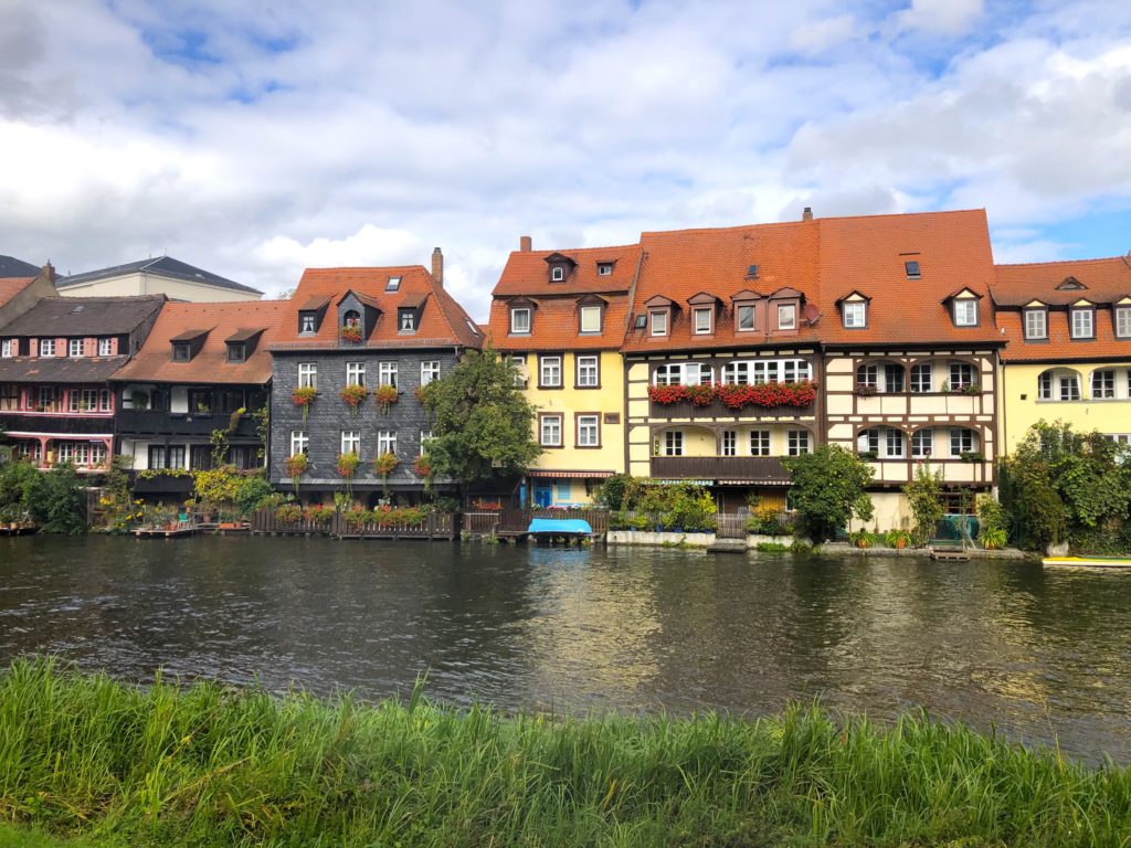 Little Venice houses on the Left Regnitzarm river in Bamberg