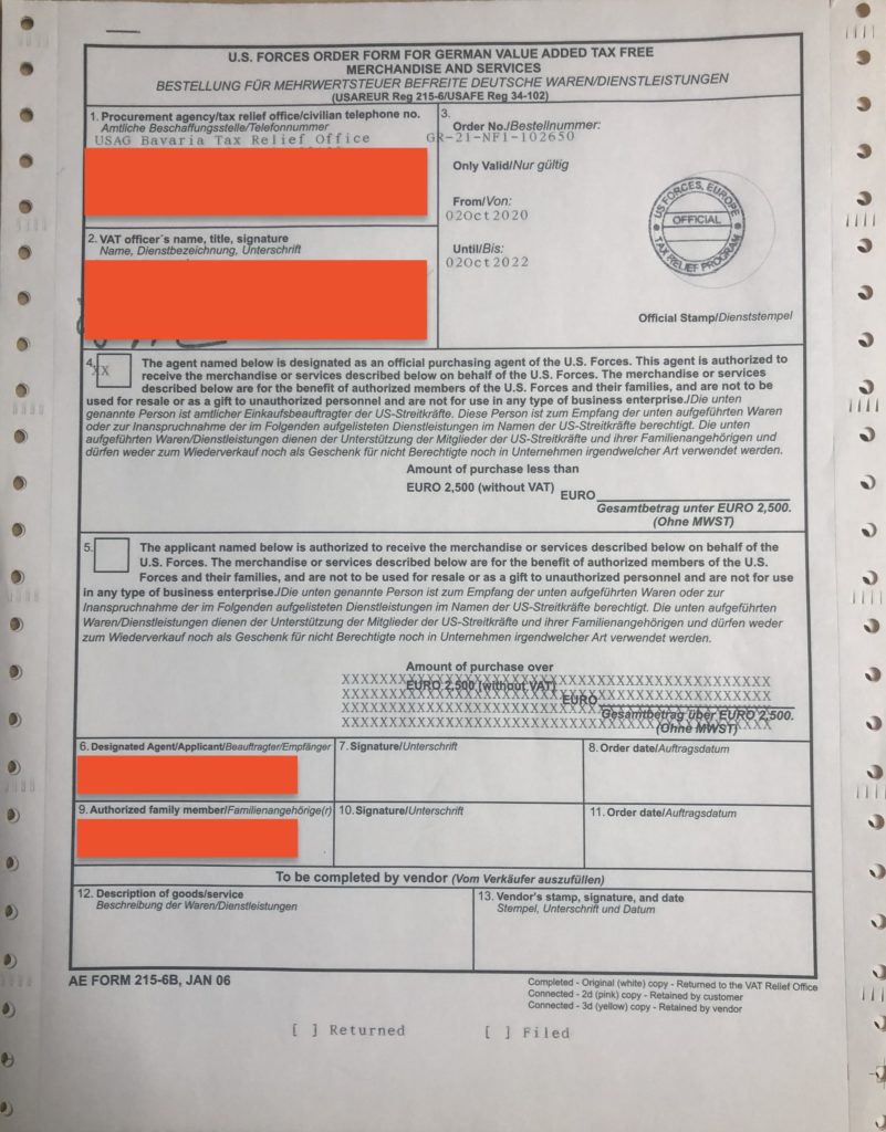vat tax form