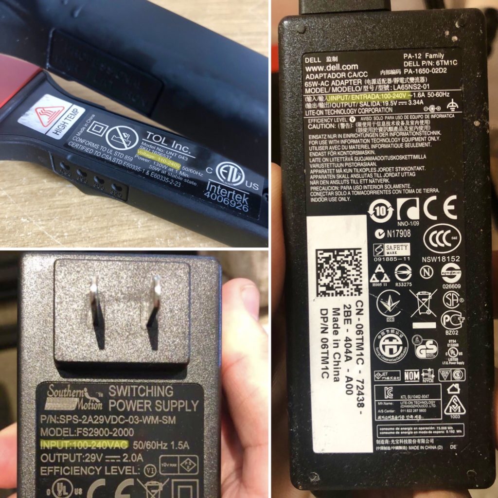 highlighting appliances that state the input of voltage