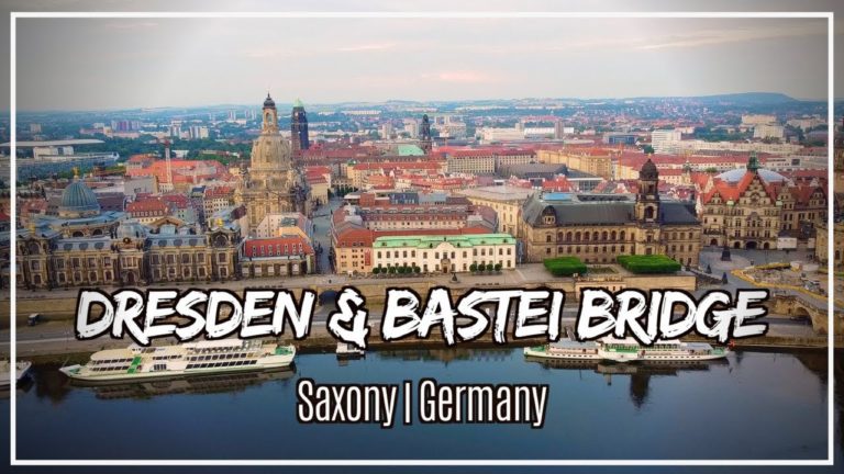 drone shot of old city dresden germany