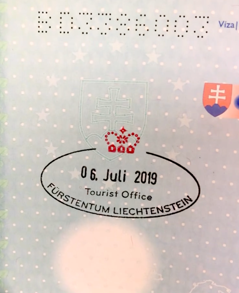 passport stamp from vaduz liechtenstein