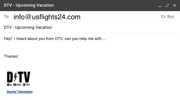 Email info@usflights24.com for a €30 DTV discount