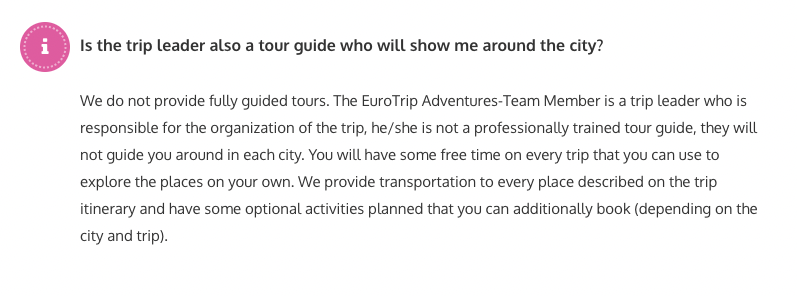 EuroTrip Adventures Optional extras budget family travel