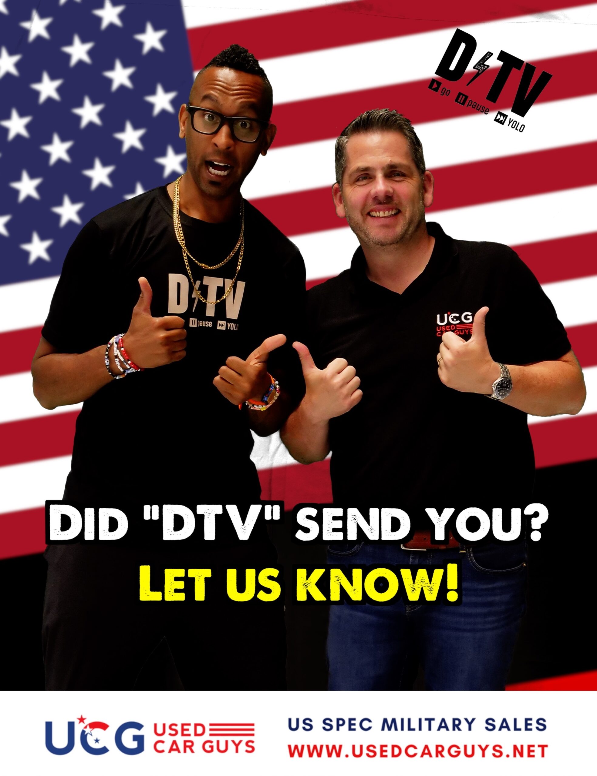 DTV Daniel Television featured with the Used Car Guys Military Sales supporting the U.S. military community